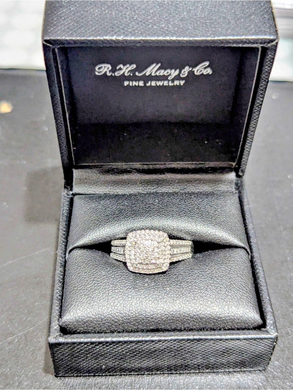 Macy's Pave Cluster Ring in Silver Tone